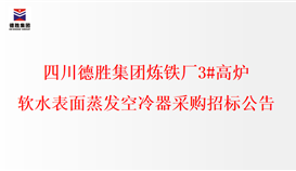 世界杯网址大全集团炼铁厂3#高炉 软水表面蒸发空冷器招标公告