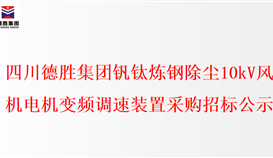 四川世界杯网址大全集团钒钛炼钢除尘10kV风机电机变频调速装置采购招标公示